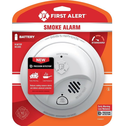 FIRST ALERT 1046827 SMOKE ALARM, IONIZATION SENSOR, WHITE, DC 9V