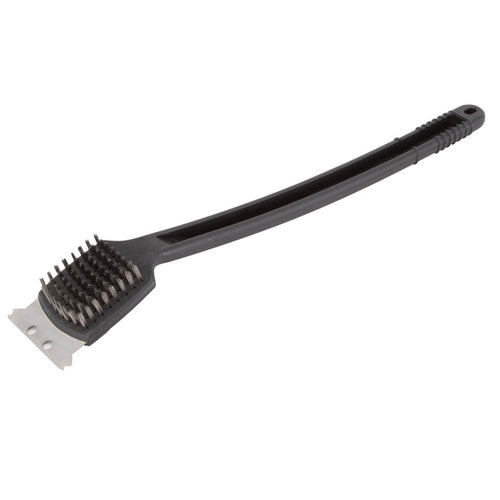 OMAHA JJ18600 GRILL BRUSH, 2-1/8 IN L BRUSH, 2 IN W BRUSH, STAINLESS STEEL BRISTLE, PLASTIC HANDLE, 18 IN L