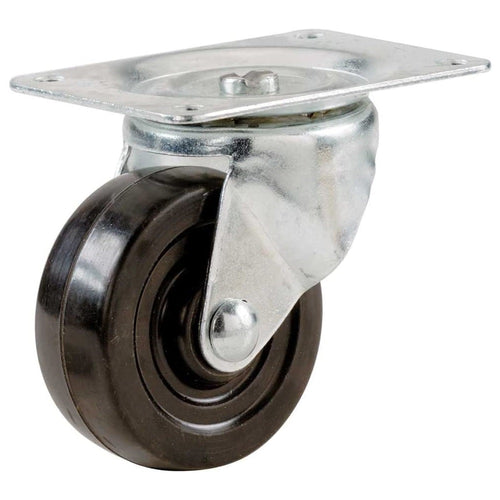 2" SOFT RUBBER SWIVEL PLATE CASTER 90-LB LOAD CAPACITY BLACK
