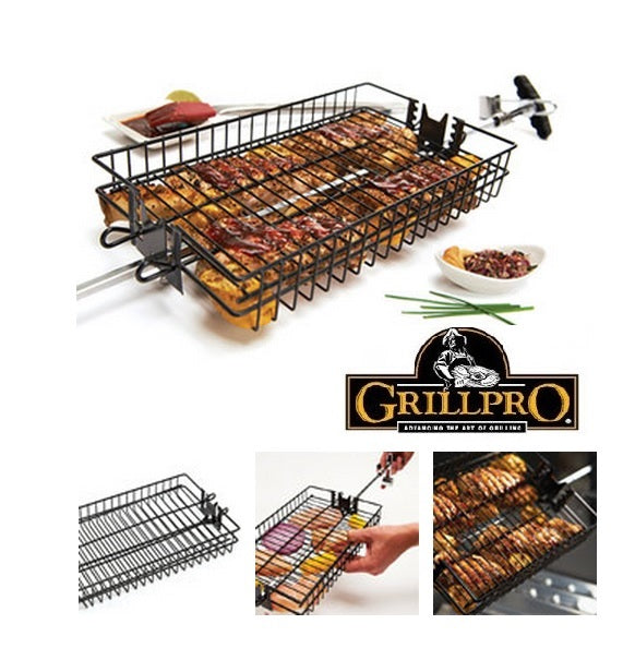 GrillPro non-stick flat spit basket