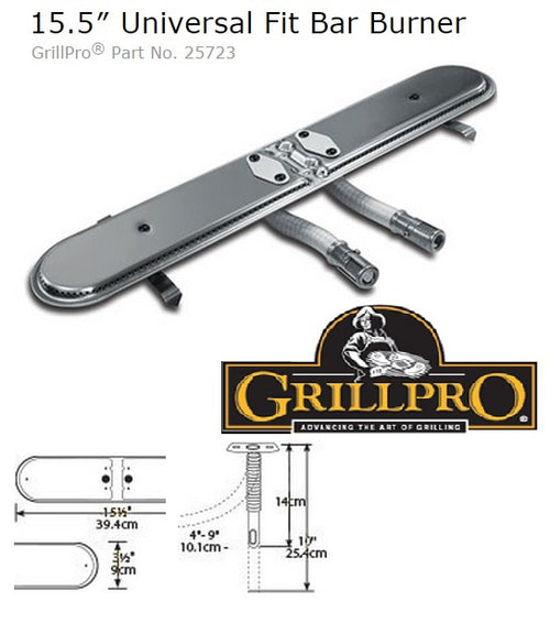 GrillPro stainless steel bar burner, 15.5 in