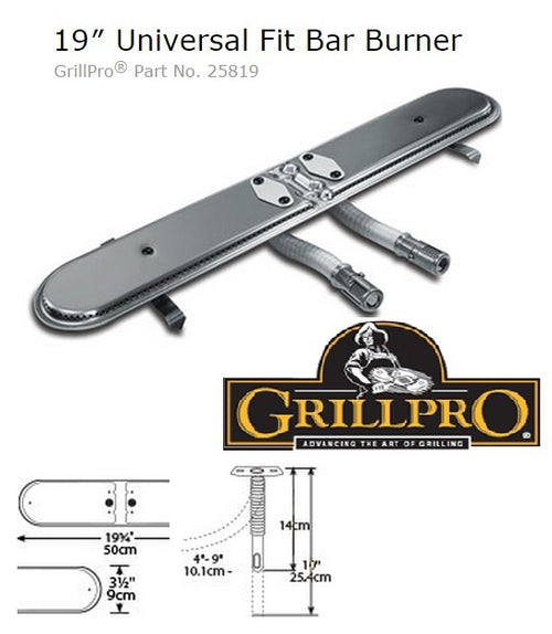 GrillPro stainless steel bar burner, 19 in