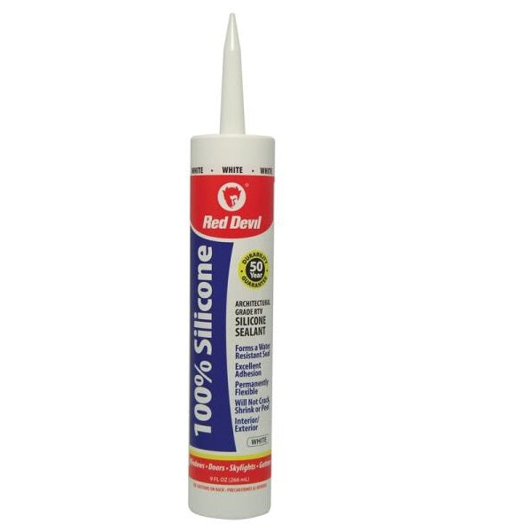 Red Devil silicone sealant, white