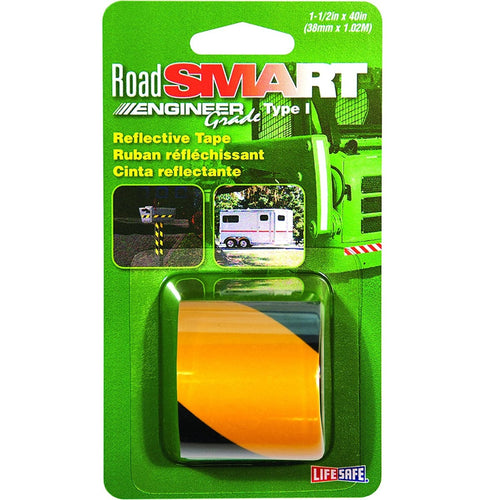INCOM RE838 REFLECTIVE TAPE, 40 IN L, 1-1/2 IN W, BLACK/YELLOW