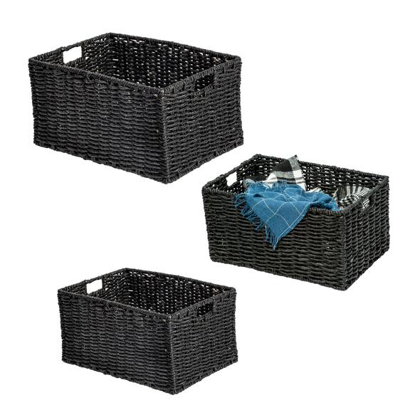 3PC MAGAZINE BASKETS BLACK
