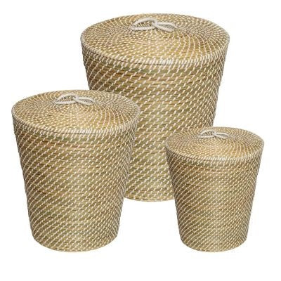 3PC TALL BASKET SET WITH LID