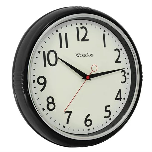 CLOCK -BLK RETRO WALL CLOCK 12"